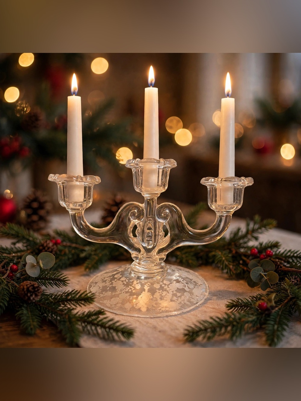 Vintage Wildflower Clear by CAMBRIDGE
3 Light Candelabra Candlestick Holder